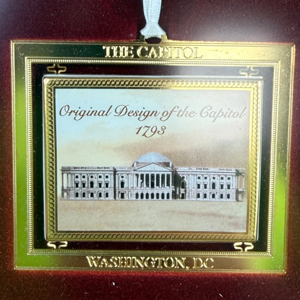 Original Design of the Capitol Framed Art 6.25x6.75 Gold‎ Red Vintage c.1980s